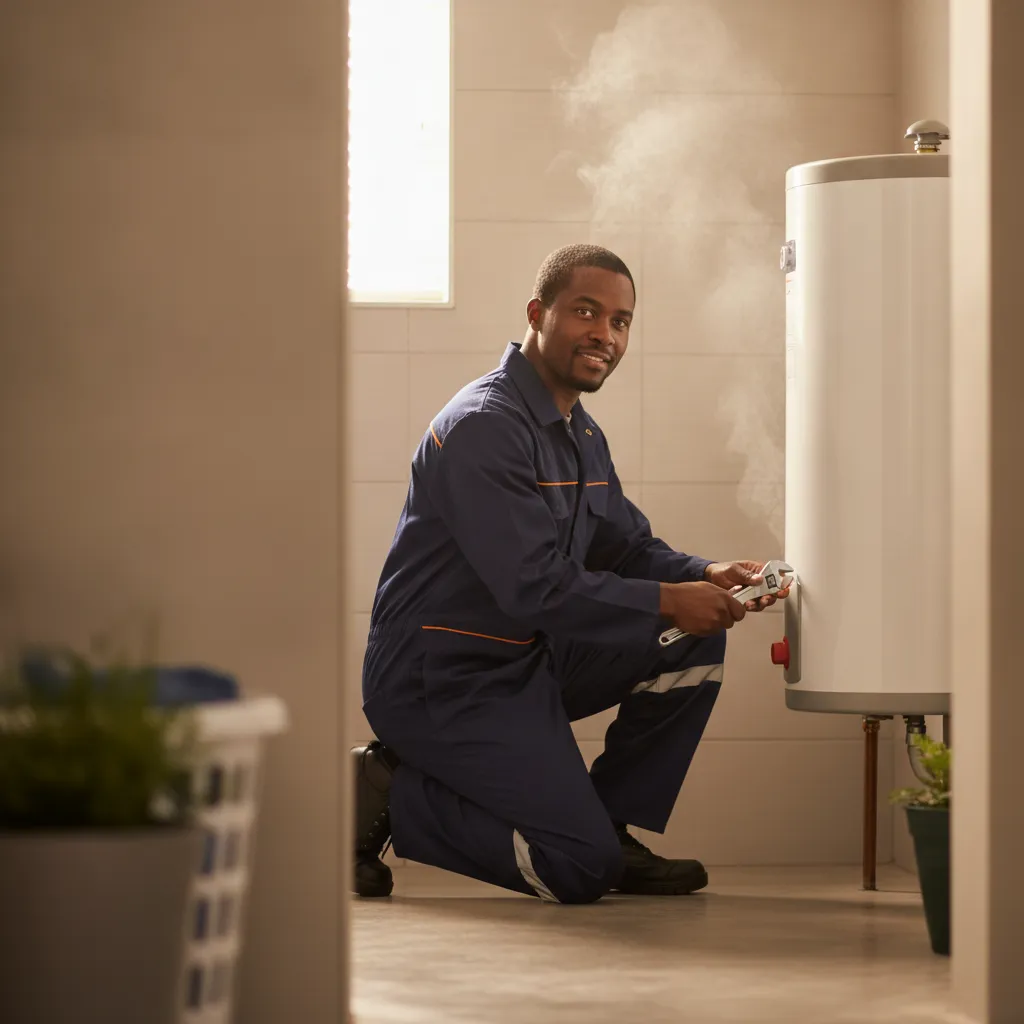 Certified South African plumber attending to a geyser in Cape Town