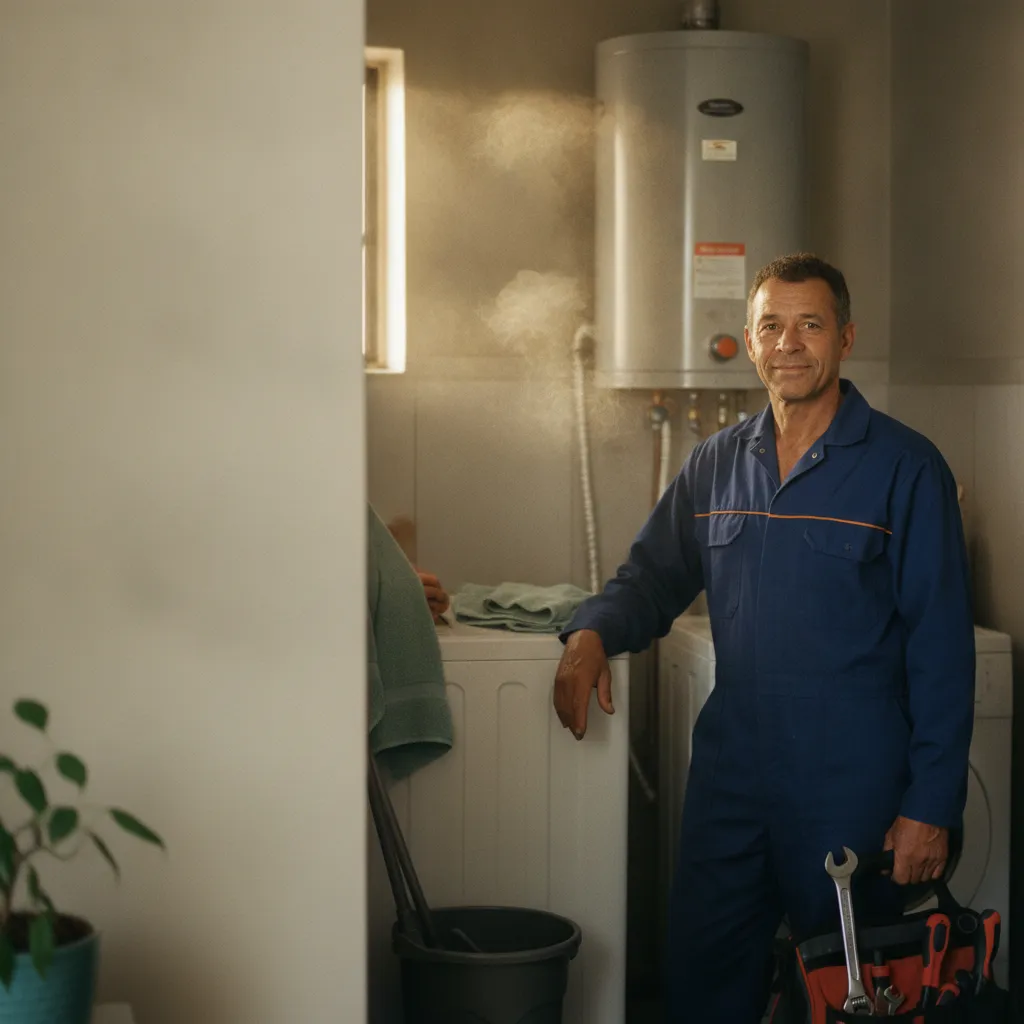 Certified South African plumber attending to a geyser in Centurion